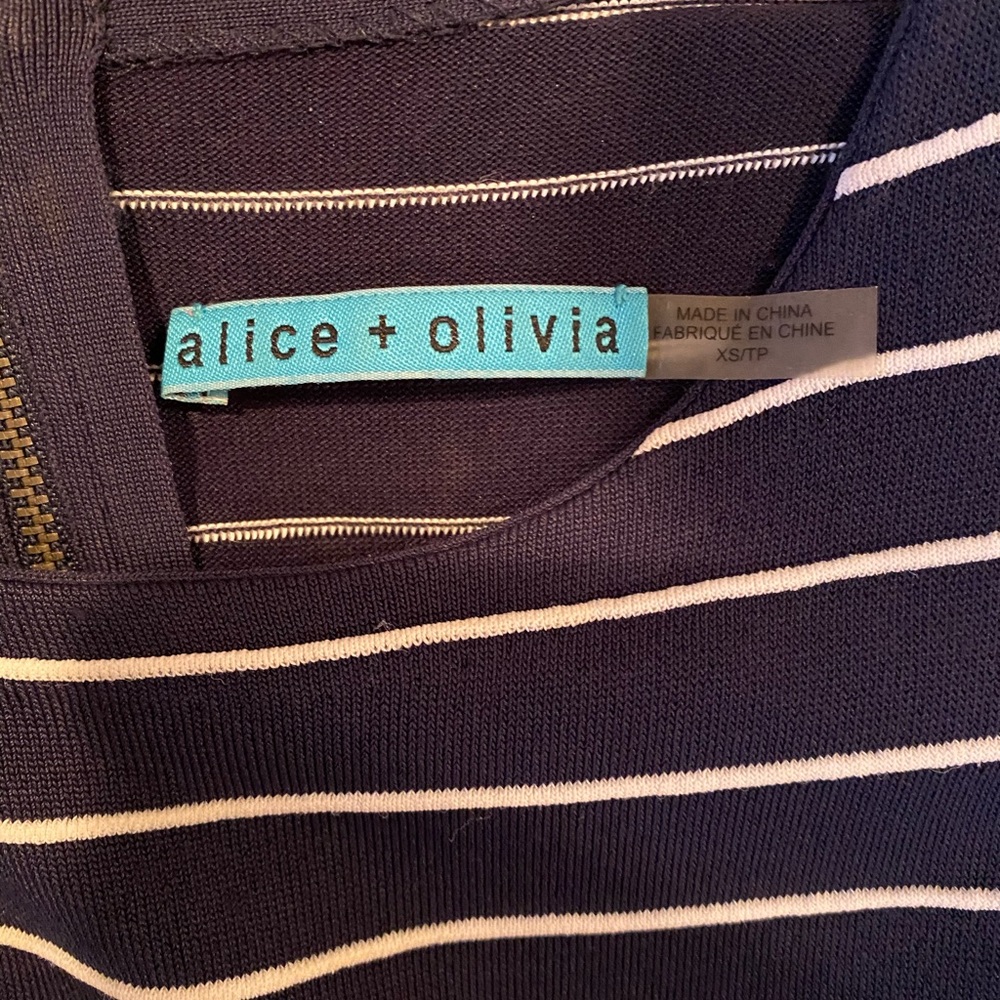 Alice and Olivia navy and white stripped dress